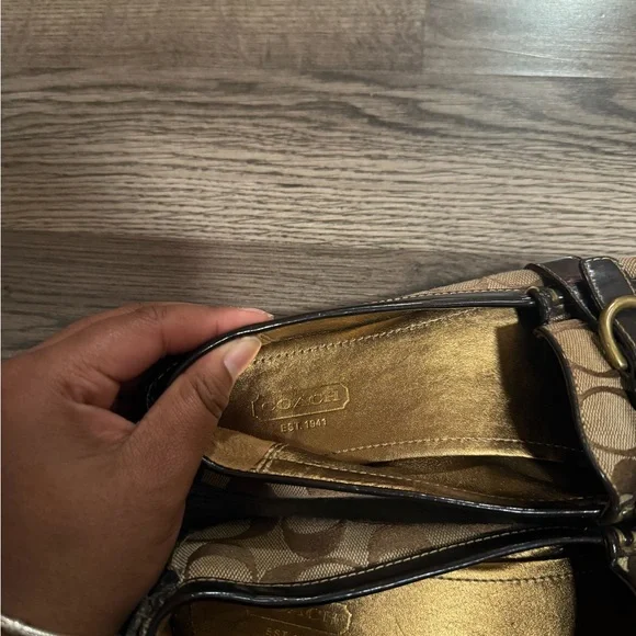 Coach Tan and Brown Loafers with Gold Buckle - Picture 5 of 6